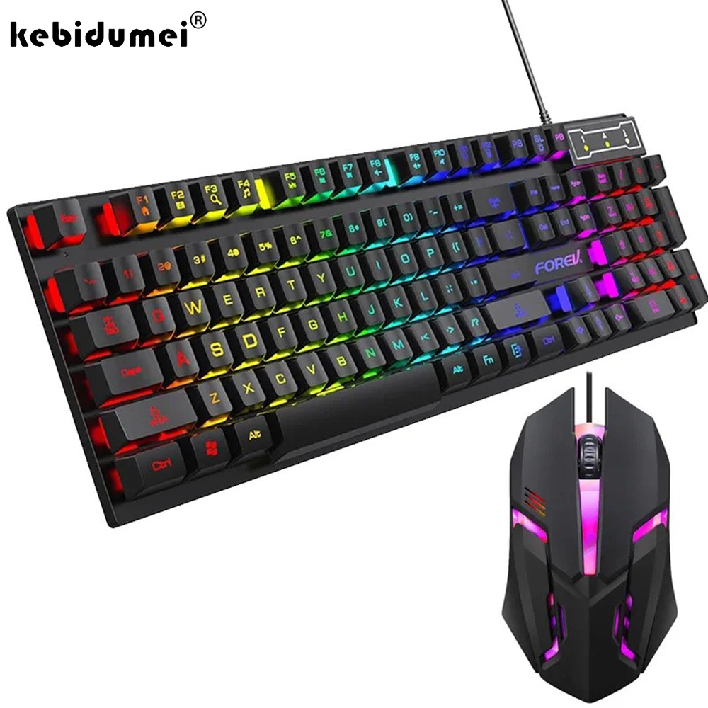 Keyboard Mouse Bundle Gaming - Kebidumei 104: teclado mecánico retroiluminado con
