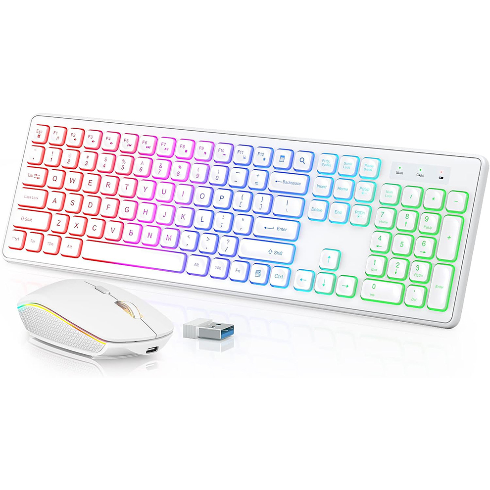 Gaming Keyboard Ergonomics - Teclado y ratón inalámbricos retroiluminados, teclas