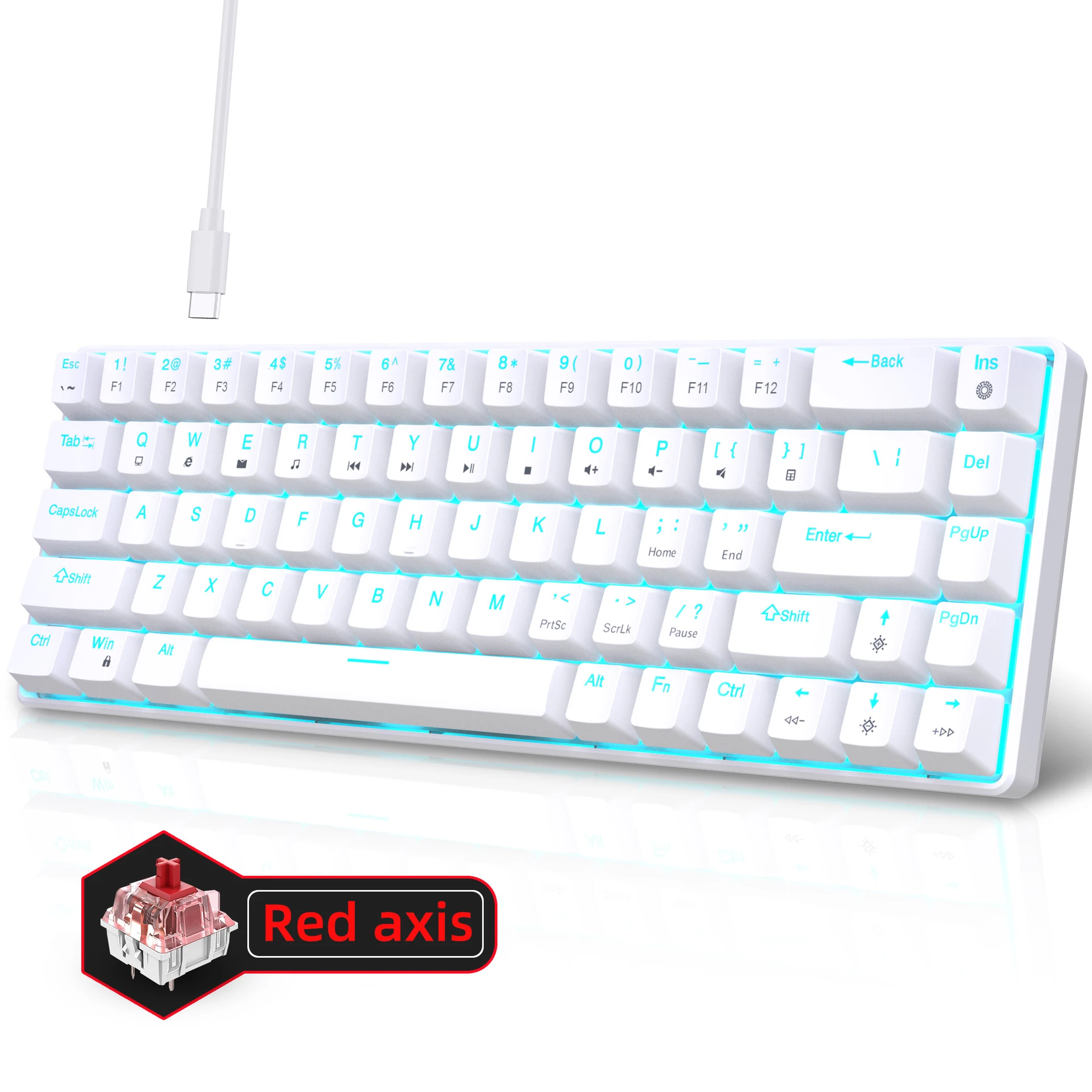 Gaming Keyboard Budget - Teclado Mecánico para Juegos, 60%, USB,