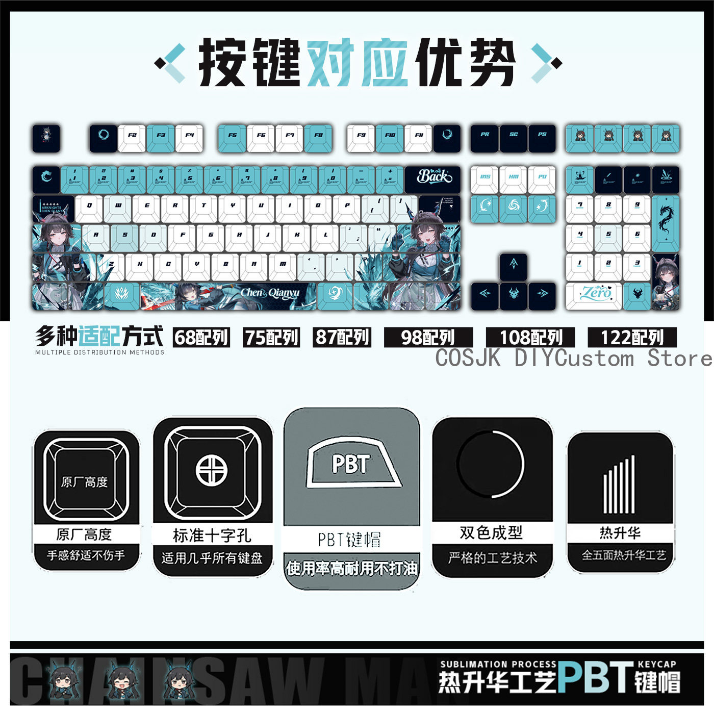 122 Teclas Anime Chen Qianyu A - Gaming Keyboard Mechanical reseña y precio