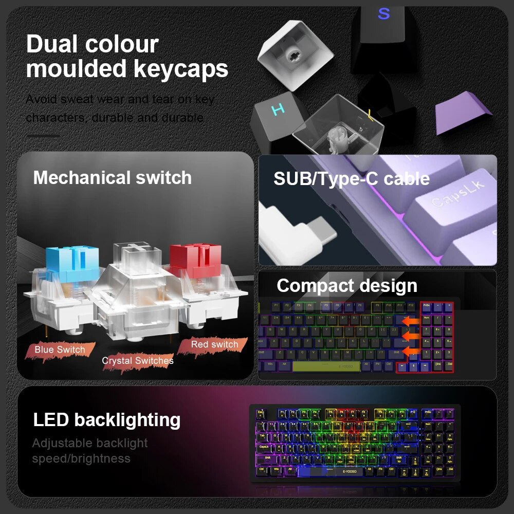 Teclado mecánico E-YOOSO Z94 p - Gaming Keyboard Budget reseña y precio